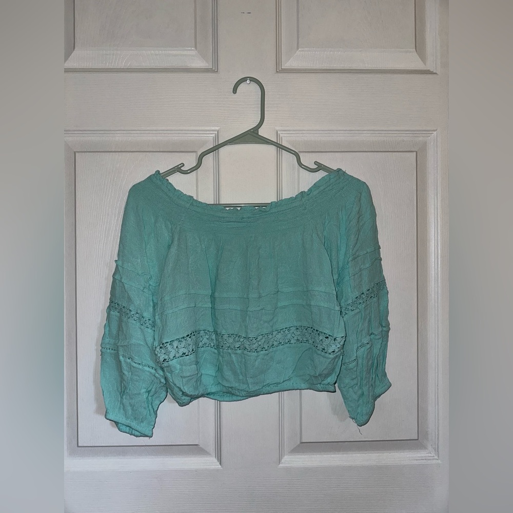Aeropostale bright blue off the shoulder top size small